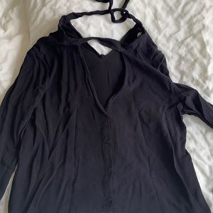 Zara V neck Tie, Button up Top